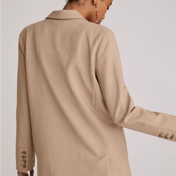 Maeve for Anthropologie Women's Double-Breasted Beige Blazer Size 6 Preppy Coat - Picture 4 of 10